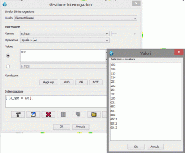 Esempio di strumento per la selezione di elementi in mappa con criteri di filtro sui dati